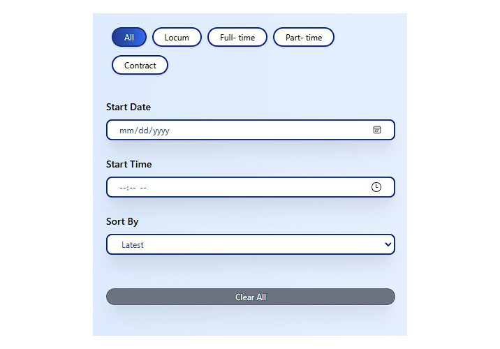 LocumNet Portal Before Filter Design